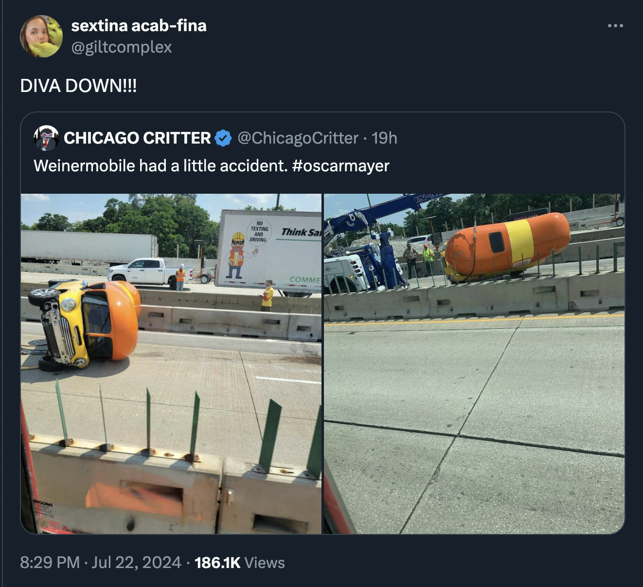 curb - sextina acabfina Diva Down!!! Chicago Critter 19h Weinermobile had a little accident. Think Sa Comme Views